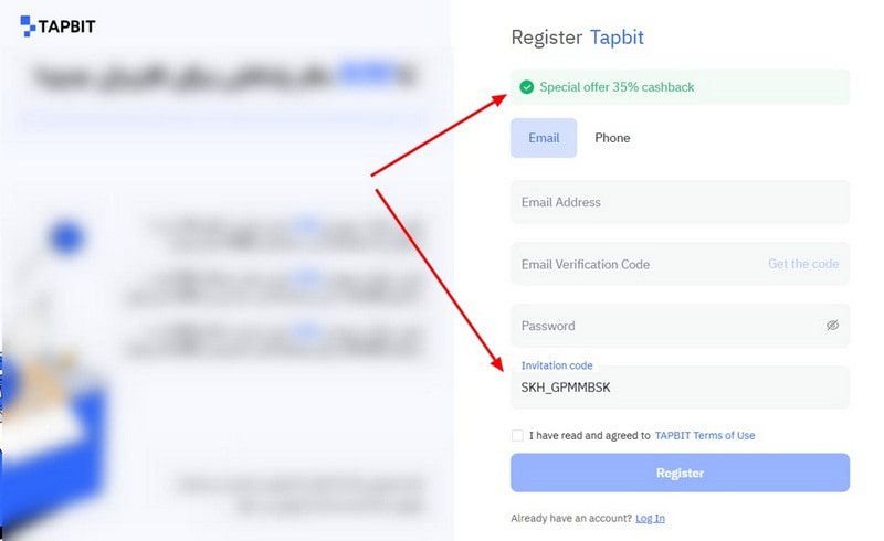 Tapbit registration with referral code Tapbit registration with referral code