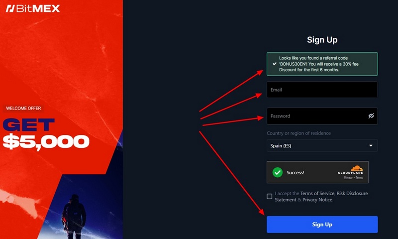 Bitmex registration with Referral Code