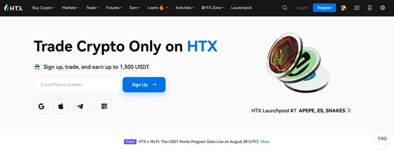 HTX Crypto Exchange No KYC