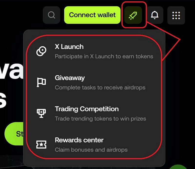 OKX Boost menu